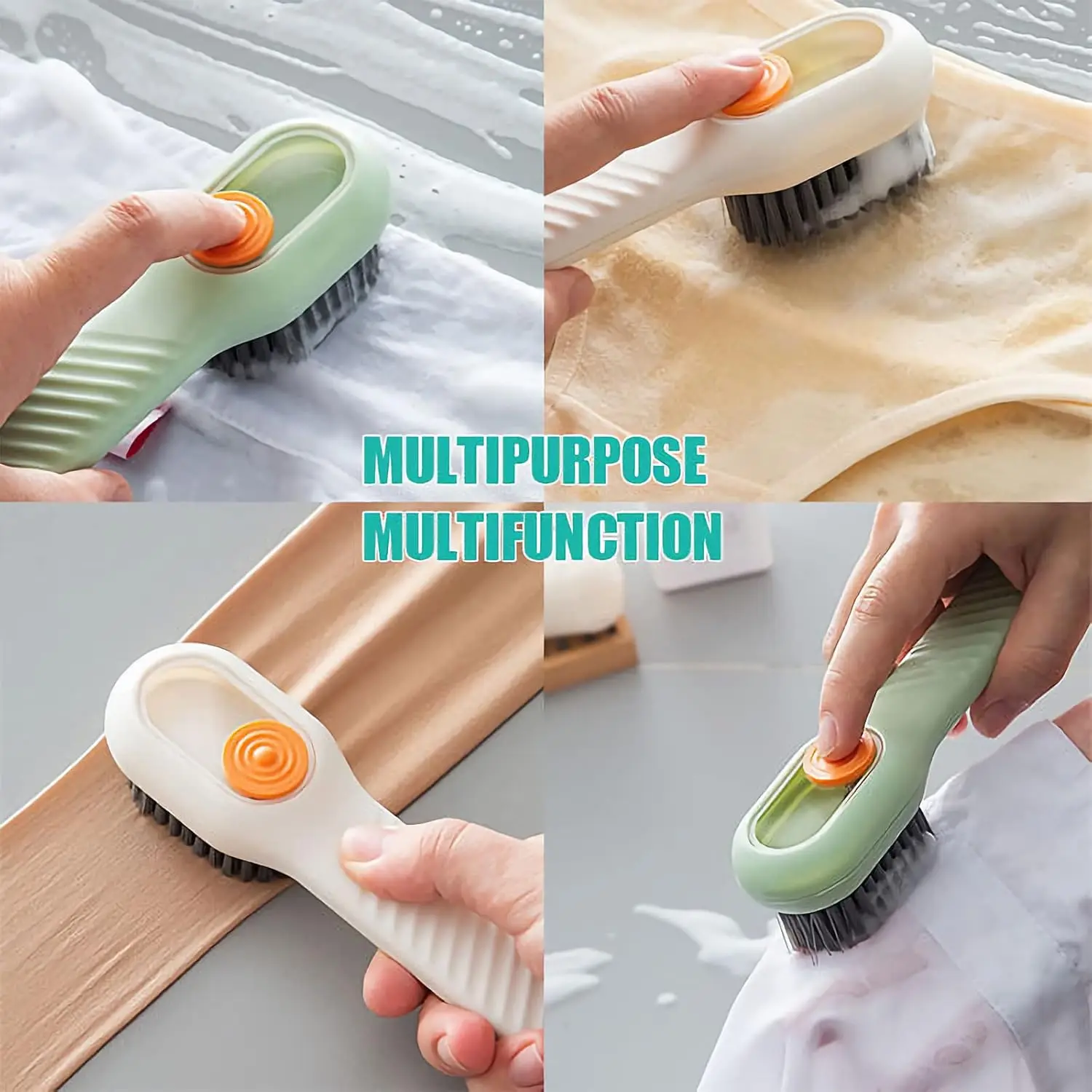 1/2PCS Multifunction Cleaning Shoe Brush Soft Automatic Liquid Shoe Brush Long Handle Clothes Soap Brush With Hook Clean Tool image 6
