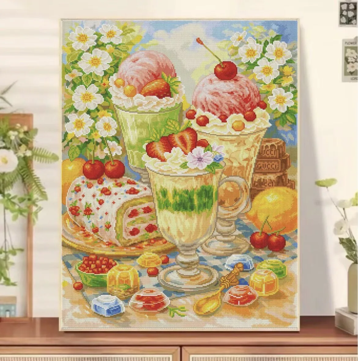 9CT 75X100CM Food Time Needlework,DIY Living Room Printed Cross Stitch,Set For Embroidery Kit Cotton Threads 65 Colors