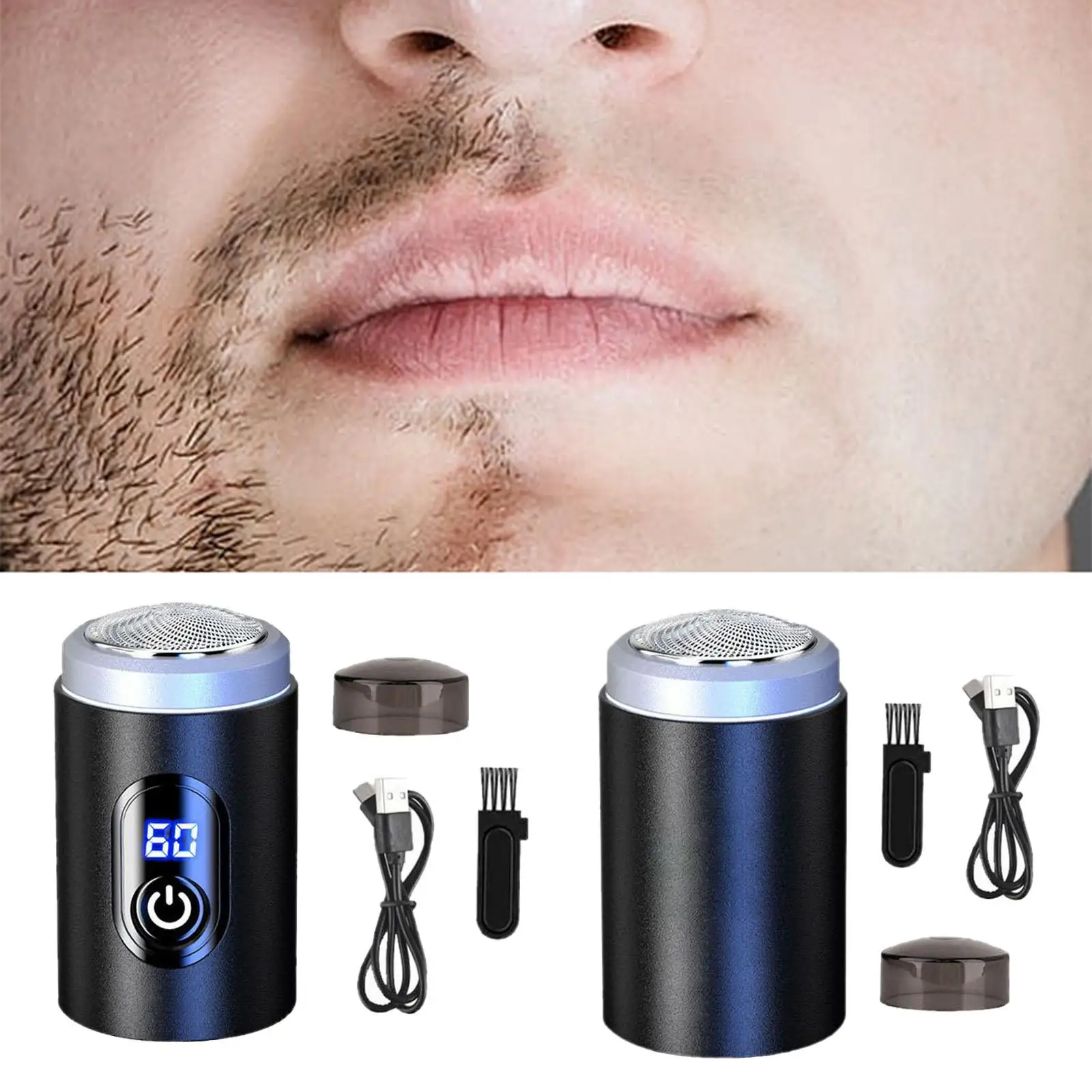 Mini Shaver Rechargeable Easy 1 Button Waterproof Washable Beard Razor Beard Trimmer Electric Shaver for Home Father's Day