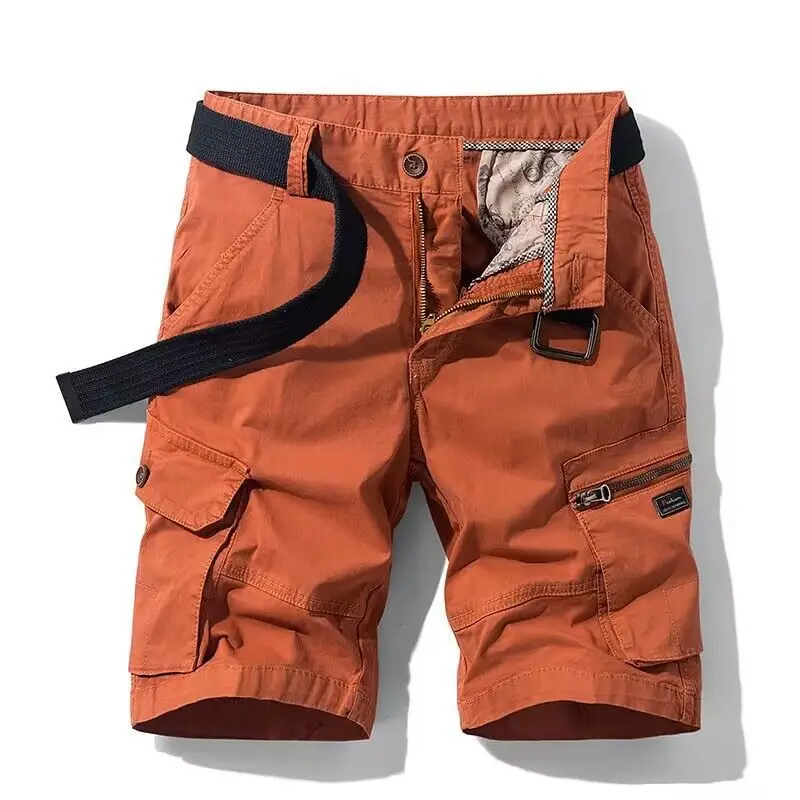 Pantalones cortos de carga para hombre, Shorts informales de alta calidad con múltiples bolsillos, militares, holgados, sin cinturones, 38