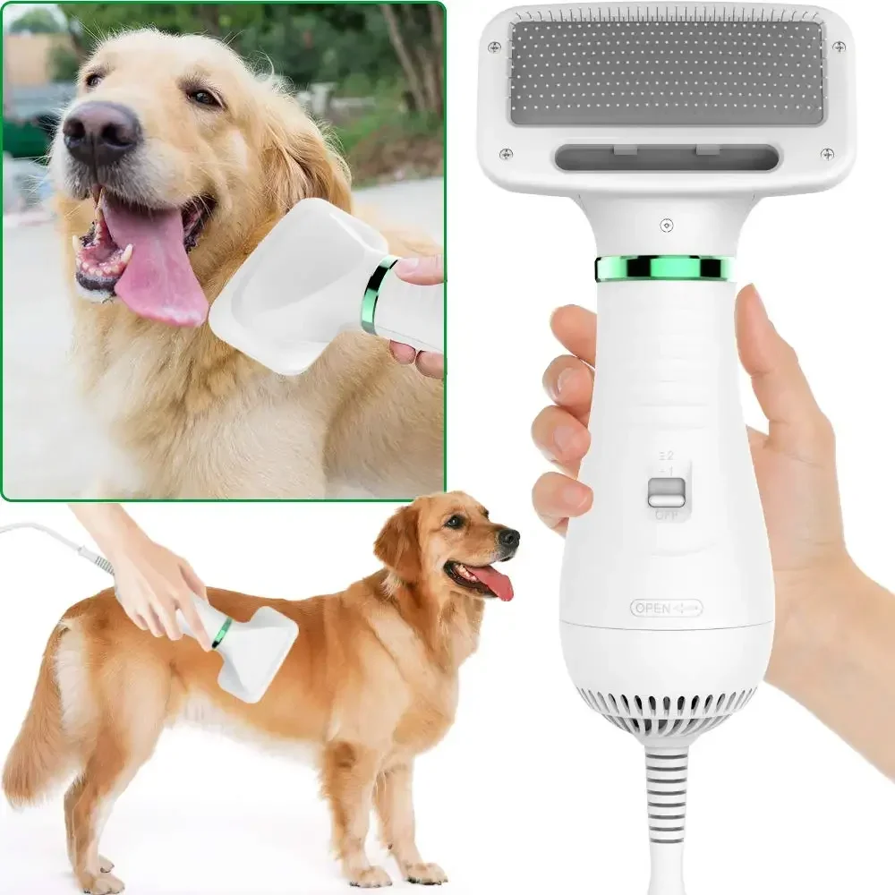 Pet Hair Dryer 2-in-1 Pet Grooming Dryer Grooming for Cat and Dog Brush Portable Dog Blower with Adjustable Temperature for Pet