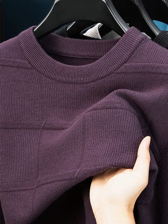 

Men's Slim Fit Camere Knitted Base irt round Ne Loose Sweater Soft Warm Autumn ential Color Wool Blend Knitwear