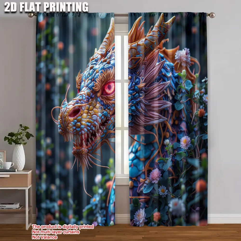 

2pc, Window Drapes dragon Protecting Privacy Family Party Decoration Applies to Holiday Home Decor & Gifts