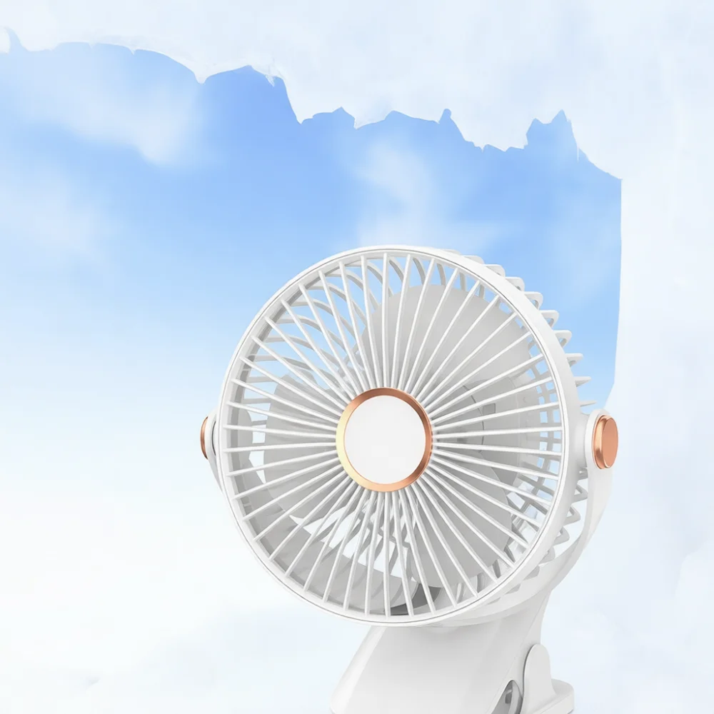 Quiet USB Clip Fan Rechargeable Desktop Cooling Fan 5 Speed Portable Fan With LED Function For Study Home Living Room