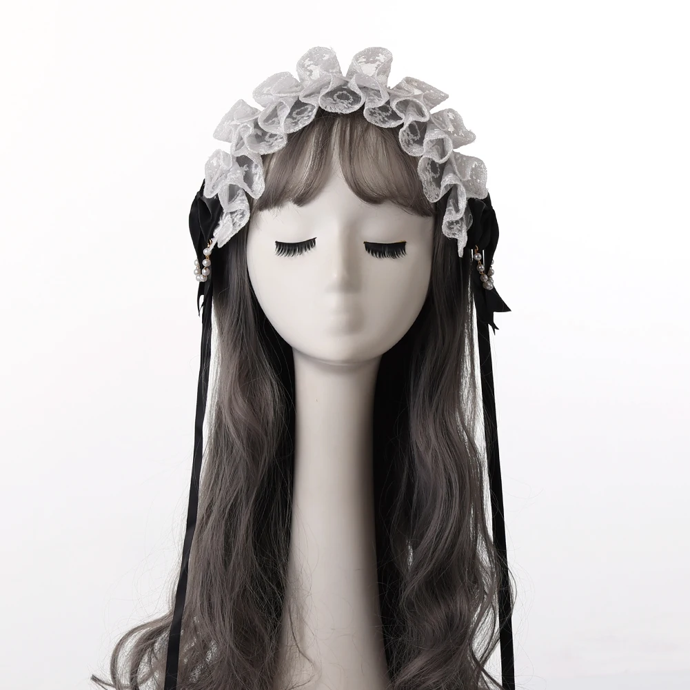 الحلو لوليتا مقوس دانتيل المرأة لطيف العصابات الشعر فتاة Bowknot الشريط Headbands سيدة أغطية الرأس خادمة اكسسوارات حك
