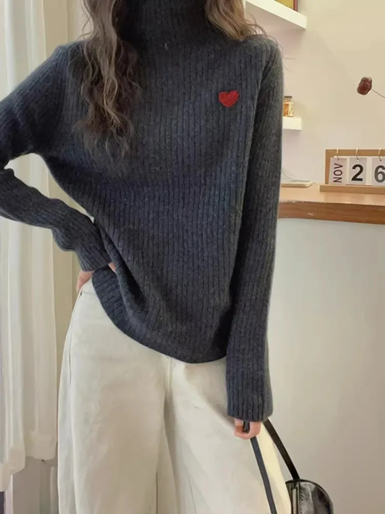 Comfortable Simple High-End Feeling Casual Knitted Sweater Long Sve Slimming Age-Defng Top Sli New Korean Version