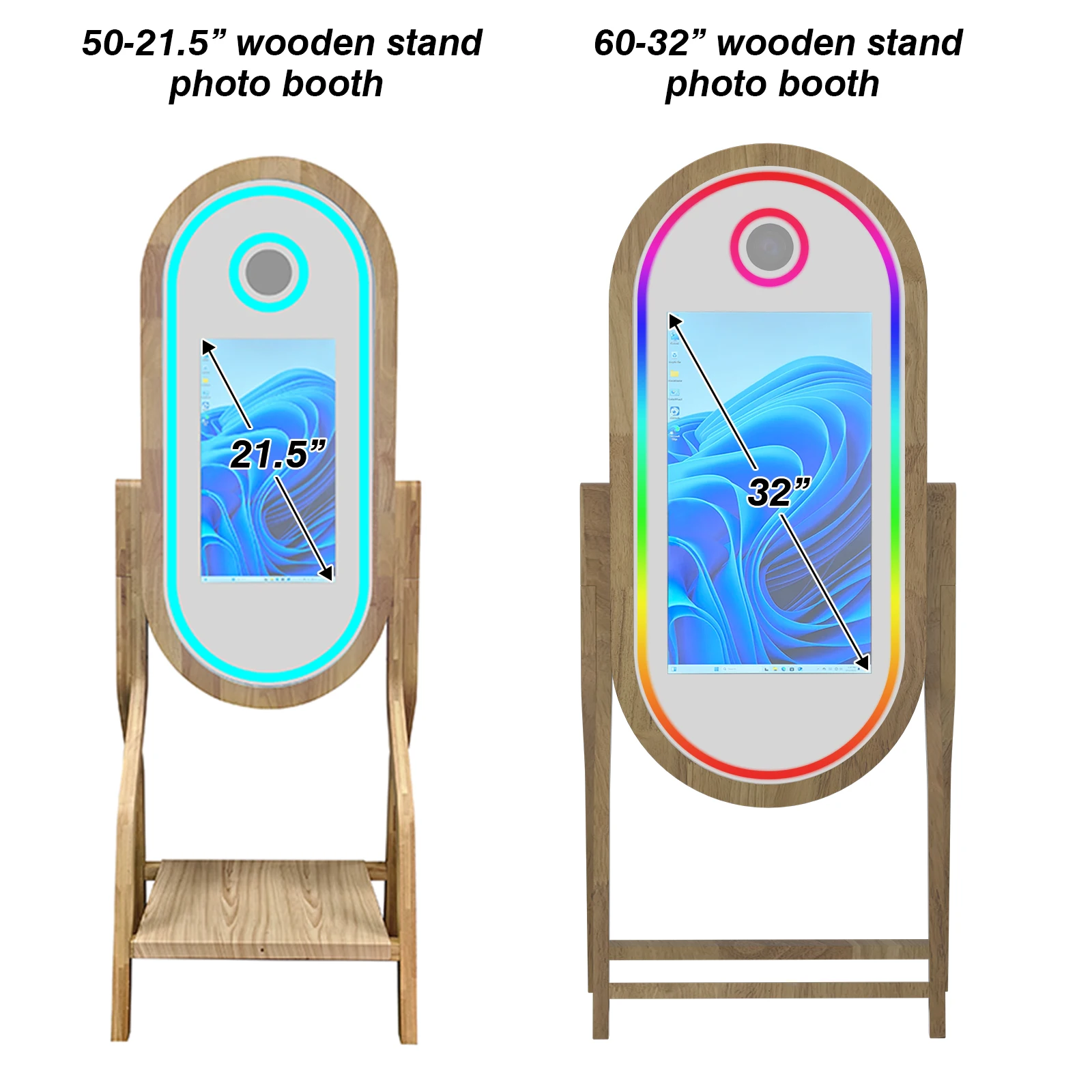 2025 Newest For Vogue Magic Mirror Photo Booth Wood Construction Touch Screen DSLR Camera Adjustment Compatible IPad SLR Devices