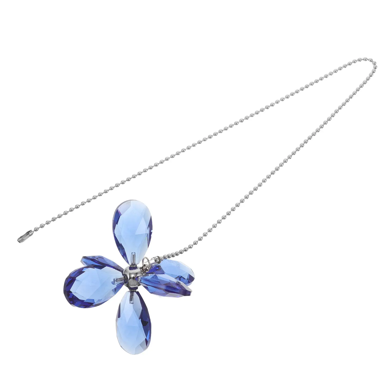 Crystal Flower Ceiling Fan Pull Chain Extender Suncatcher Pendant Decorative Fan Light Decoration for Garden Patio Outdoor Space
