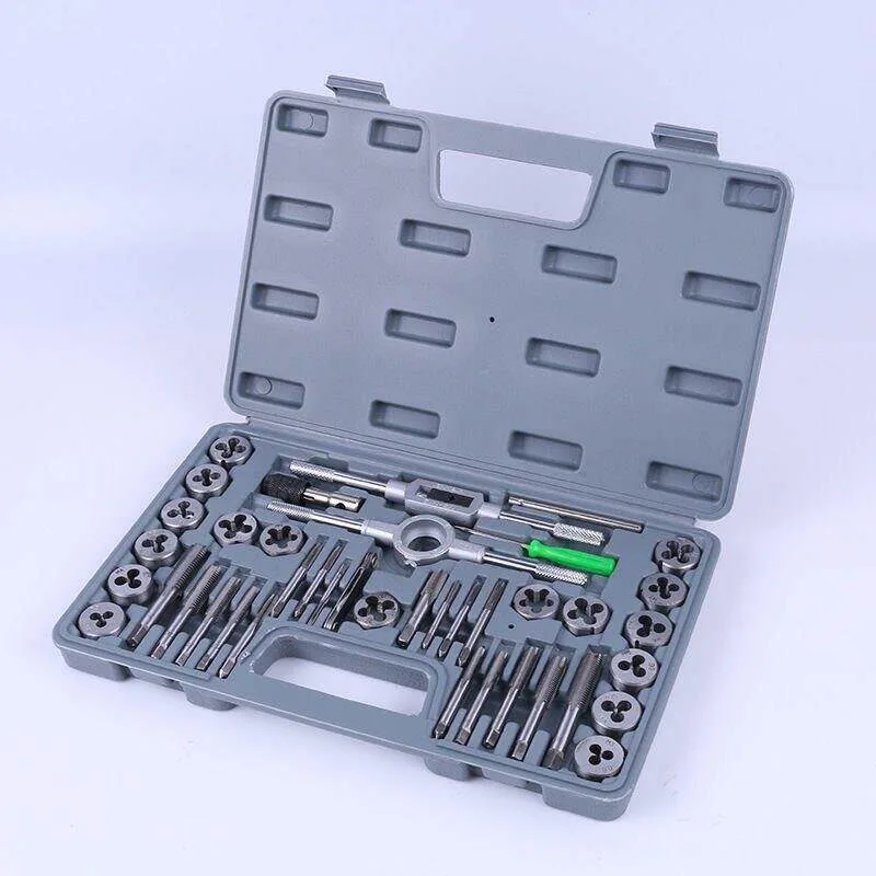 40Pcs Metric Tap & Round Die Set, Manual Tapping Kit With Wrench, Hand Tool for Thread Cutting & Repair