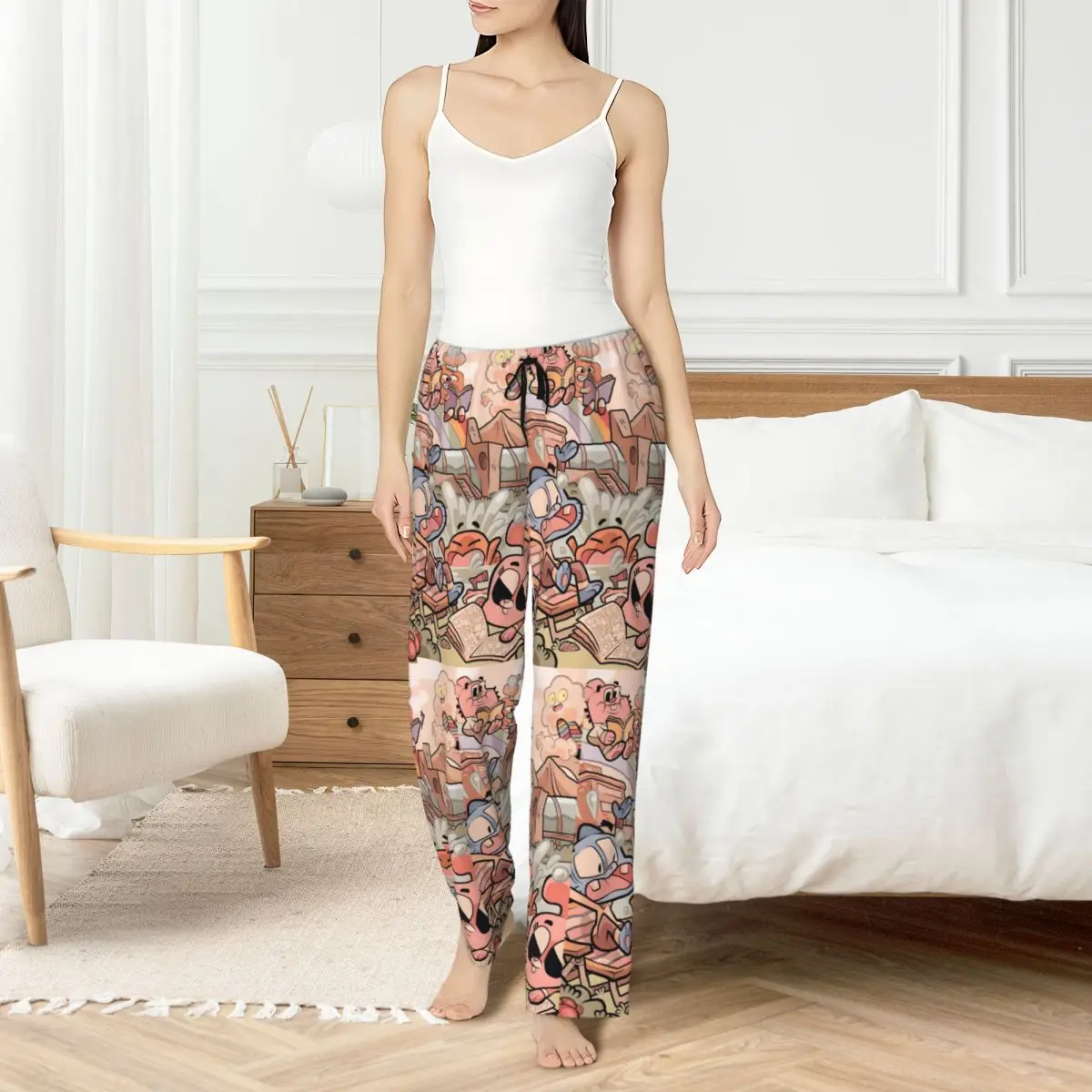 Custom Print The Amazing World Of Gumball Pajama Pants Women's Funny Cartoon Sleep Sleepwear Bottoms with Pockets