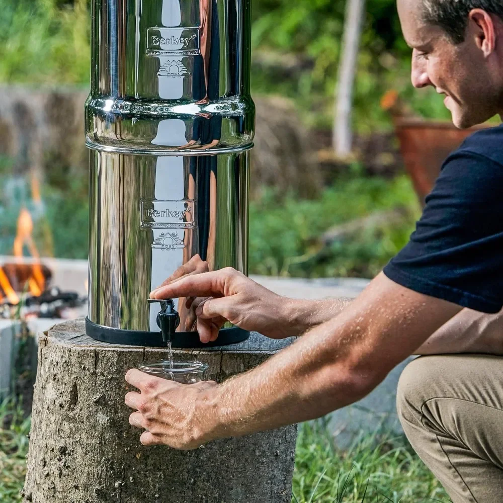 Gravity Fed Water Filter with 2 Black Berkey Elements 2 Berkey PF 2 Fluoride and Arsenic Reduction Elements Use at Home