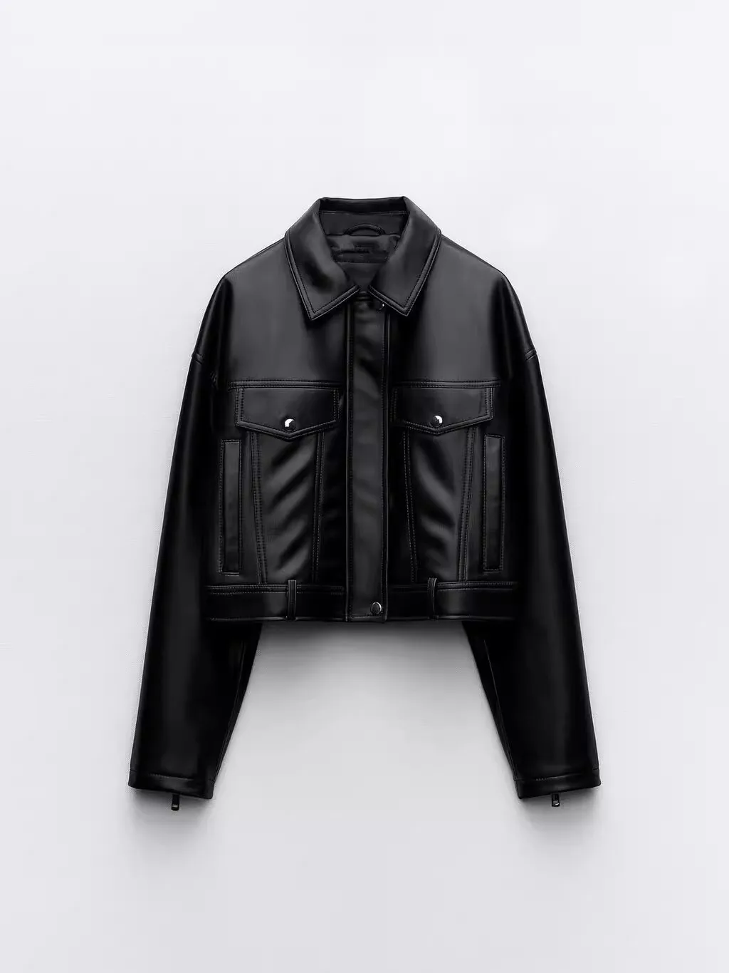 Printemps nouveauté femmes rétro Hong Kong Sle décontracté ort Jaet manteau en cuir 30037 800 respirant coupe ample fermeture éclair