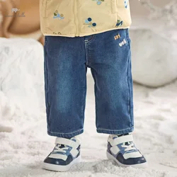 Dave Bella Children's Pants 2024 New Autumn Winter Boys Trousers Baby's Jeans Fashion Casual Cowboy Pants DB4243334