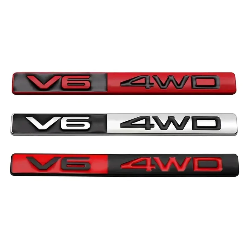 3D Metal V6 4WD Logo Car Trunk Badge Emblem Rear Body Tailgate Adhesive Badge For Toyota Prado Land Cruiser 4Runner Highlander