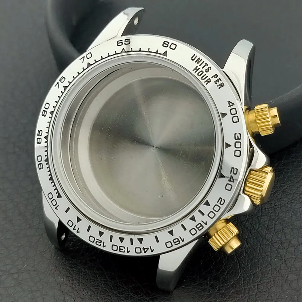 39-mm-Uhrenarmband aus Metall für Herren, passend für das VK63-Uhrwerk, mit Saphirglas, in den Farben Silber, Roségold und Schwarz, Uhrenzubehörteile. – Detail 15