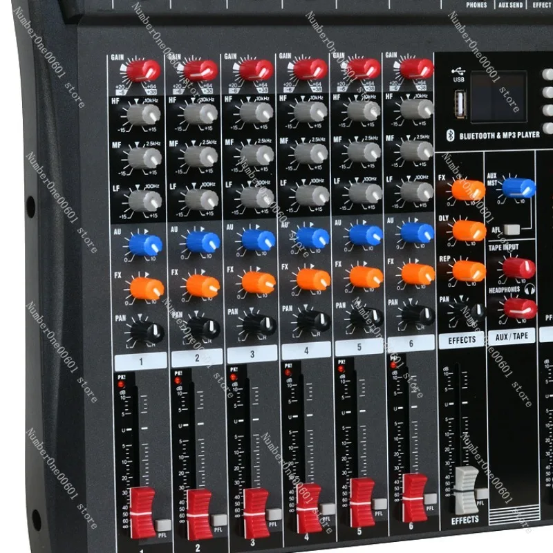 6-Channel Professional Stage Mixer with Bluetooth USB Effects Audio Console for Singing and Live Streaming