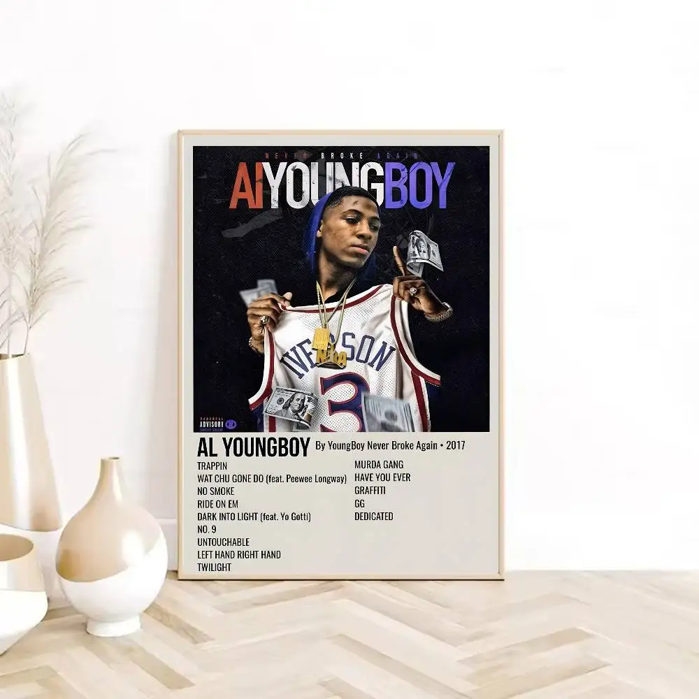 ملصق YoungBoy Never Broke Again عالي الدقة على الحائط اللاصق المقاوم للماء وغرفة المعيشة وغرفة النوم والديكور الجمالي