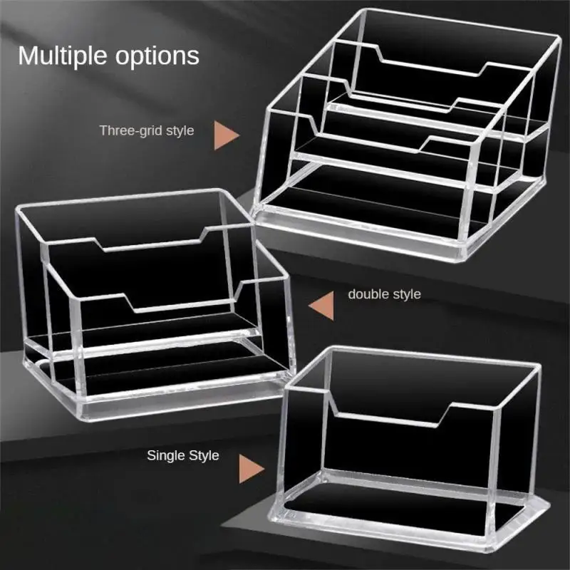 3-Tier Clear Acrylic Business Card Holder Stand Clear Desktop Index Card Filing Card Holder Diaplay Office Supplies