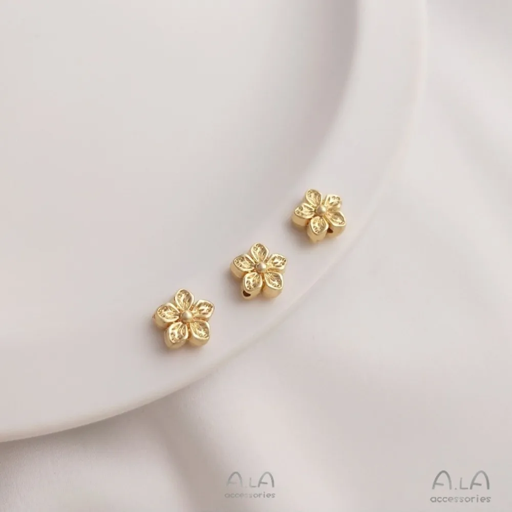 النحاس حبة 14K الذهب اللون زهر الخوخ نقل حبة اليدوية سوار ذاتي الصنع أقراط قلادة مجوهرات فضفاض الخرزة الملحقات