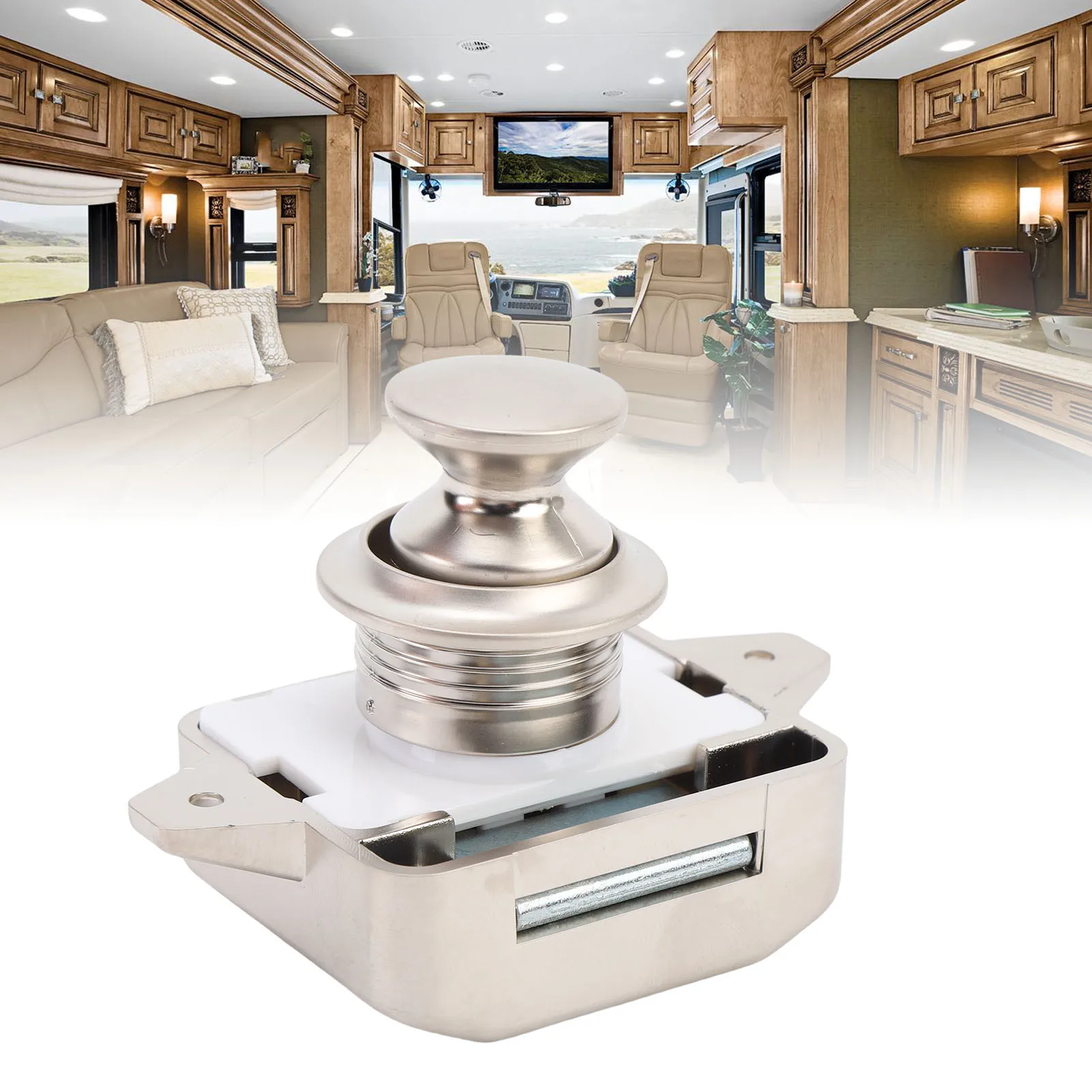 

Cabinet Door Push Button Zinc Alloy Exquisite Cupboard Door Knob Lock for RV Motorhome Cabinet Door Knob Lock