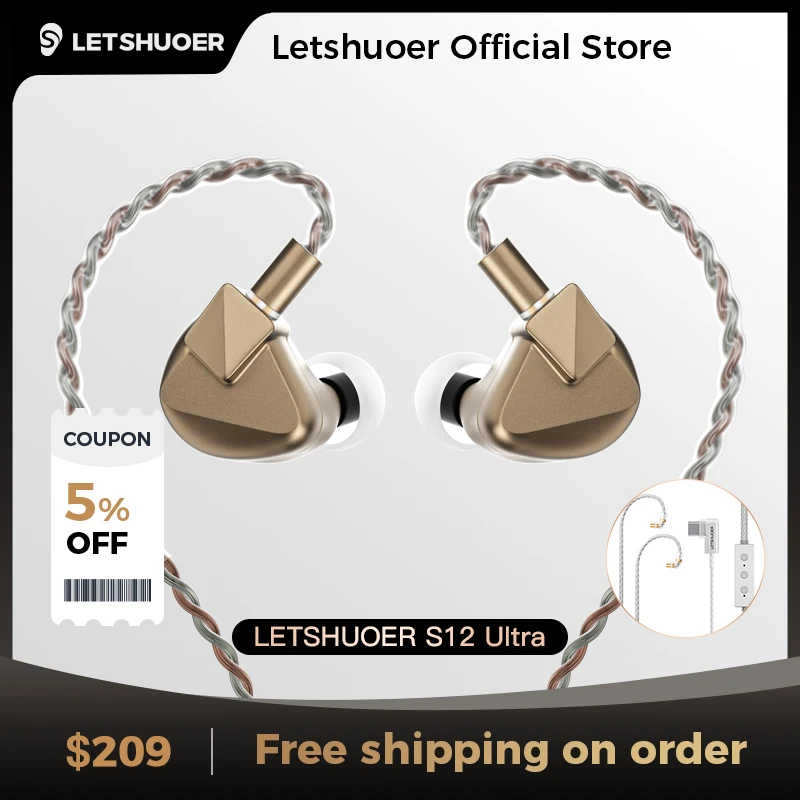 美品 LETSHUOER S12 Ultra Letshuoer S12 Ultra Earphone 14.8mm Large Planar Magnetic Driver