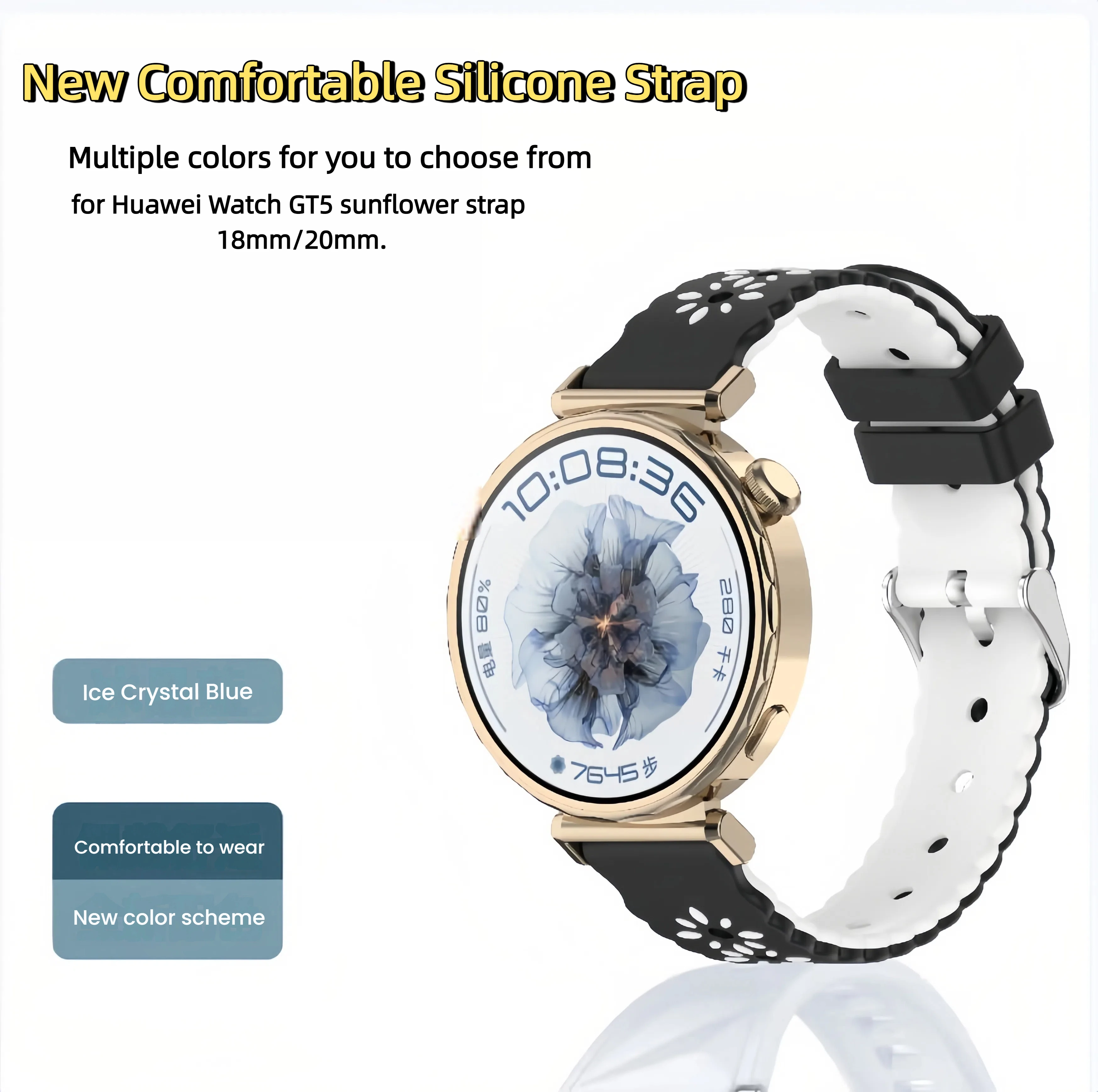 

Silicone Strap for Huawei Watch GT5 Strap 18mm 20mm Sunflower Fashion Two tone Strap for Huawei Watch GT5 Watch Band Accessories