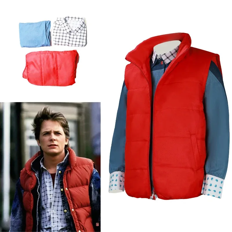 

Marty 1985 Movie Back Future Cosplay Fantasia Costume Disguise For Boys Men Adult Coat Halloween Carnival Party Suit tu.