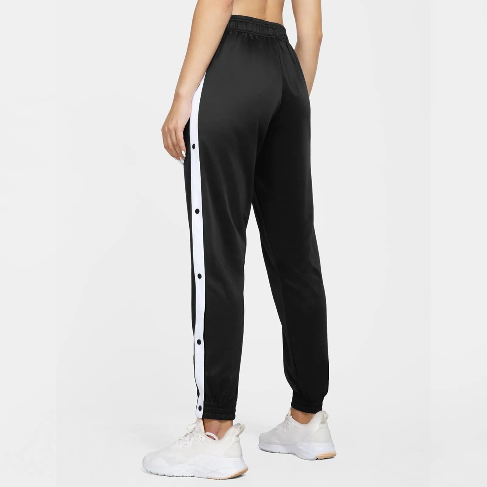 Pantaloni lunghi da donna con lato aperto pantaloni sportivi da allenamento con bottoni con tasche pantaloni da donna Fitness dritti pantaloni lunghi sportivi da Yoga