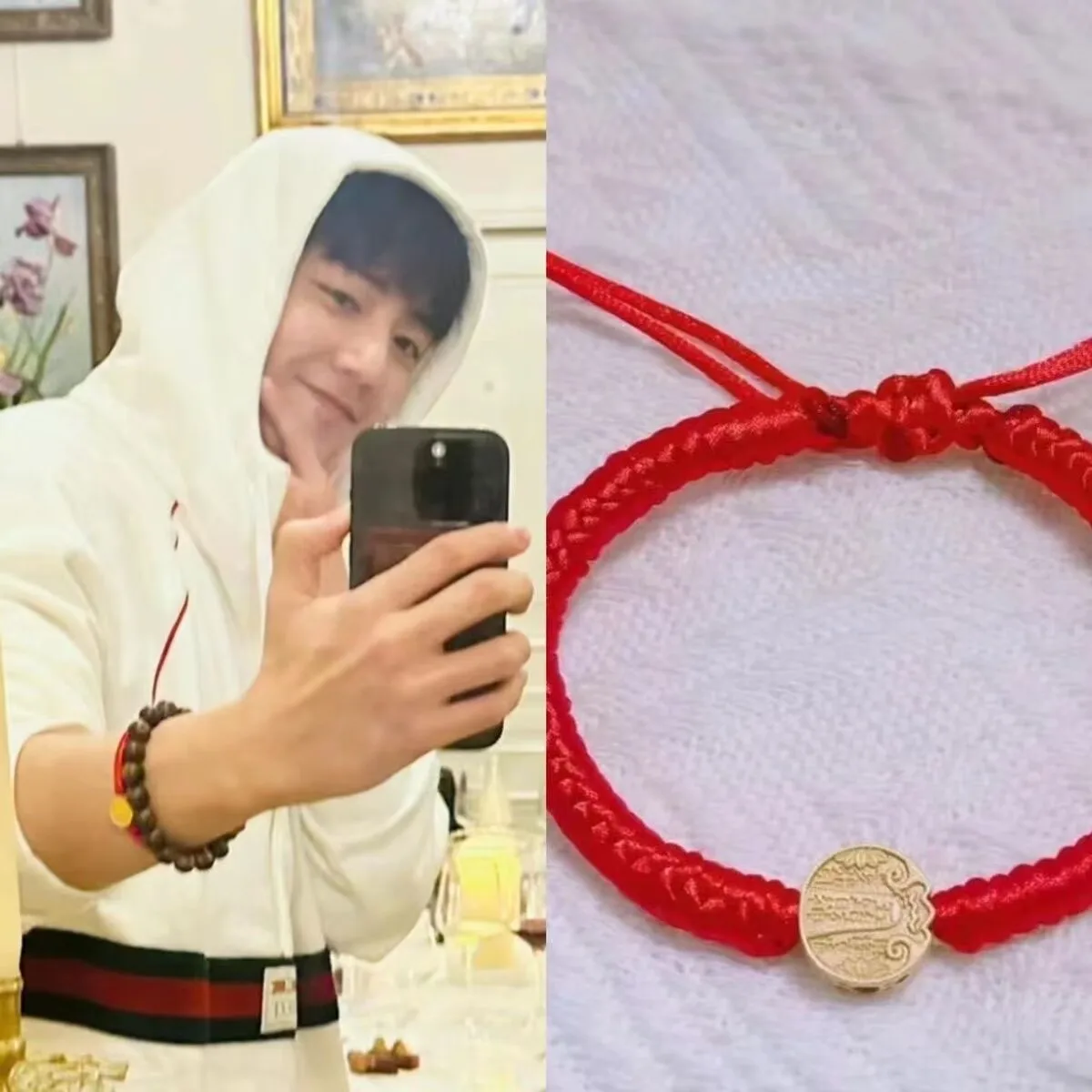 

Xiao Zhan's Milan Tour Same Style Five Road God of Wealth Red Rope Bracelet Hand Woven Couple's Version Destiny Year Hand Rope