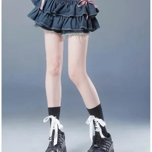 Plisada Skirt Women's Blue Jeans, Arc Design, Short Skirt A Line A, Embedded Shorts, Spicy American Girl, Korean Fashion, Hotsweet 8 Main Sales Blue Skirt - №3