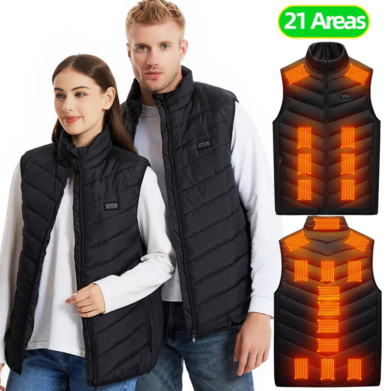 

21 Areas Winter Heated Vest Men USB Electric Self Heating Vest Women Warming Heated Jacket Campingthermal hunting Heated Clothes