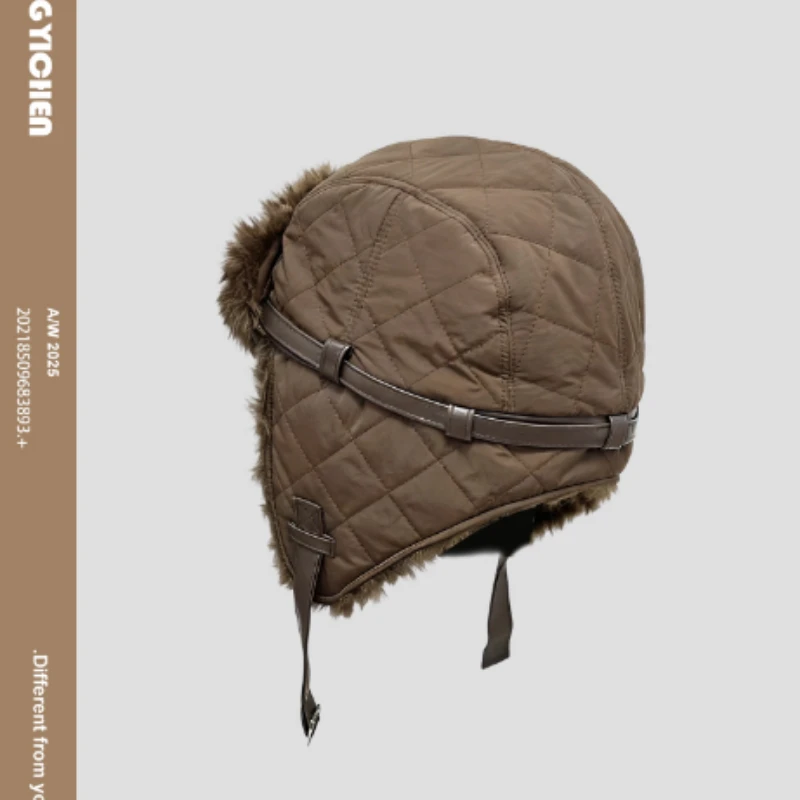 Winter Outdoor Thickened Ski Plush Lei Feng Hat for Men and Women Riding Ear Protection Windproof Flying Russia Bomber Hats