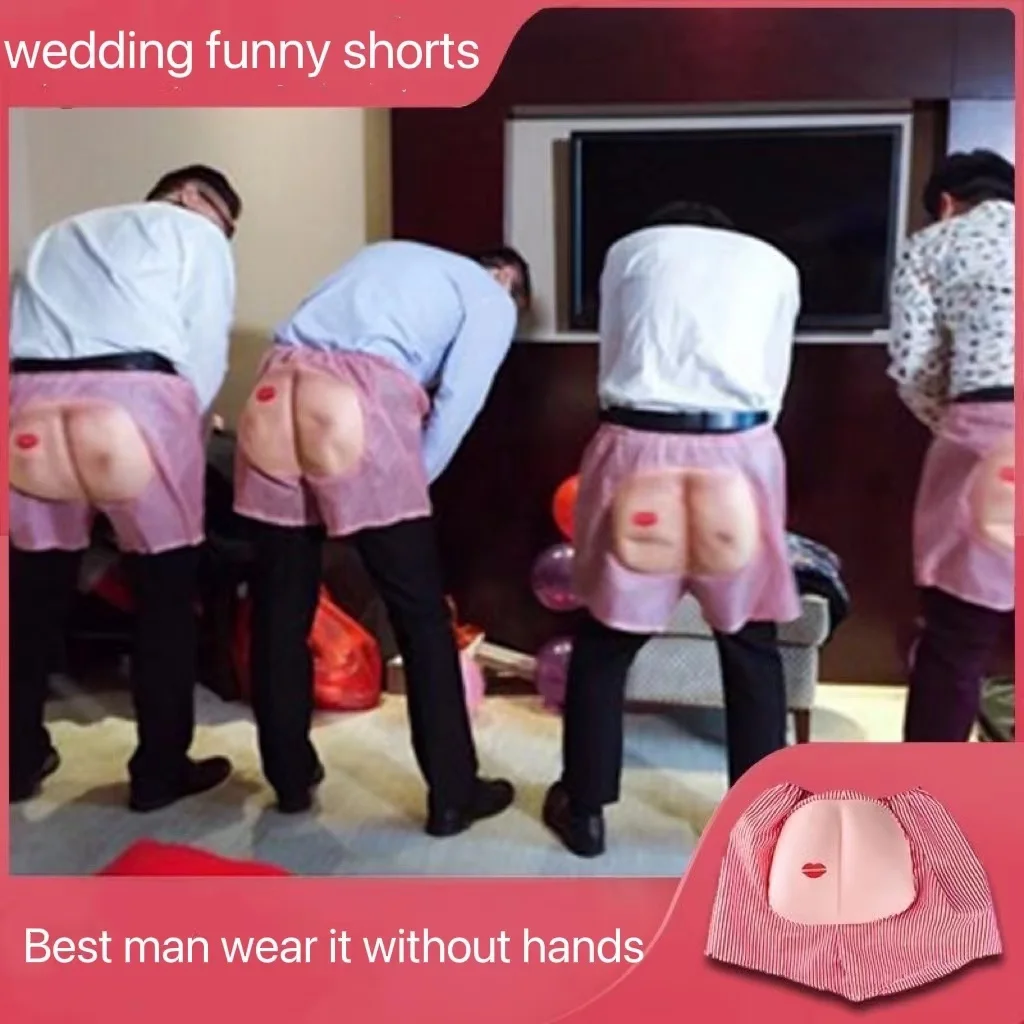 Groomsmen Gifts for Wedding Funny Spoof Buttocks Shorts Best Man Bride Trick Gift Toys Hen Bachelor Party Favors Ideas 2022