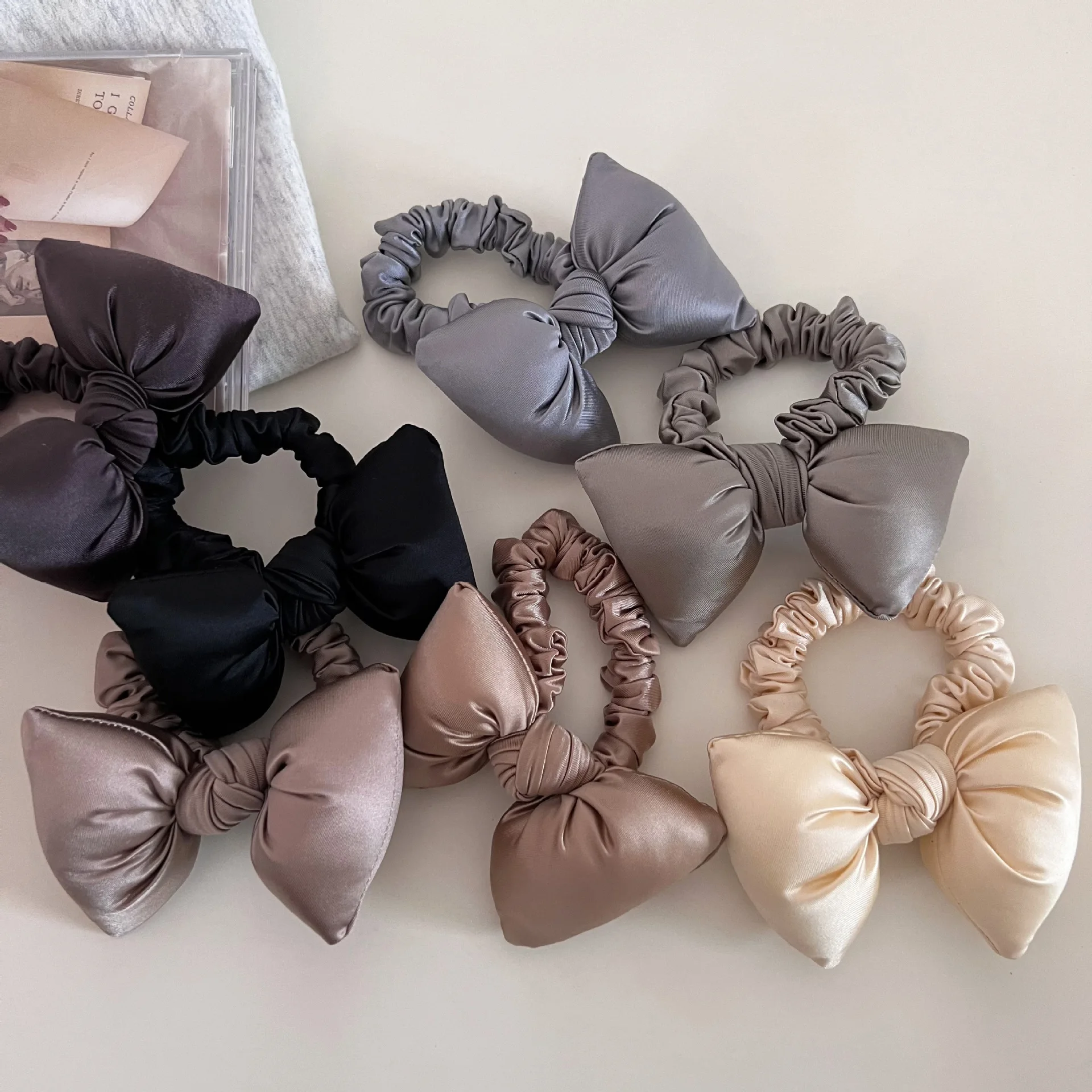 Women's Hairband Korean Simple Cotton Filled Bow Headband Cute And Versatile Tied Ponytail Hair Rope Fashionable Hair Accessory