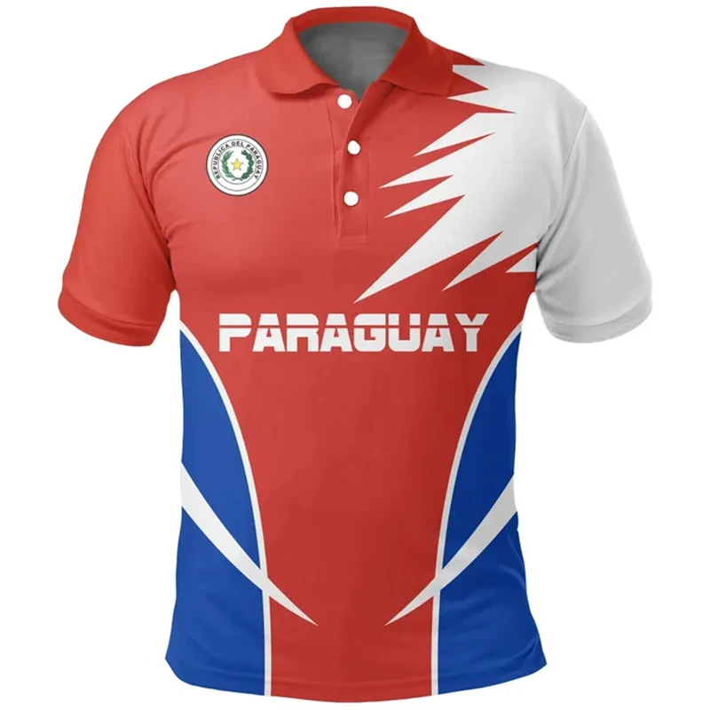 Paraguay Flag Map 3D Print Polo Shirts Daily Casual Sports Jersey POLO Shirt Female Clothing Oversized Short Sleeve Tees Tops