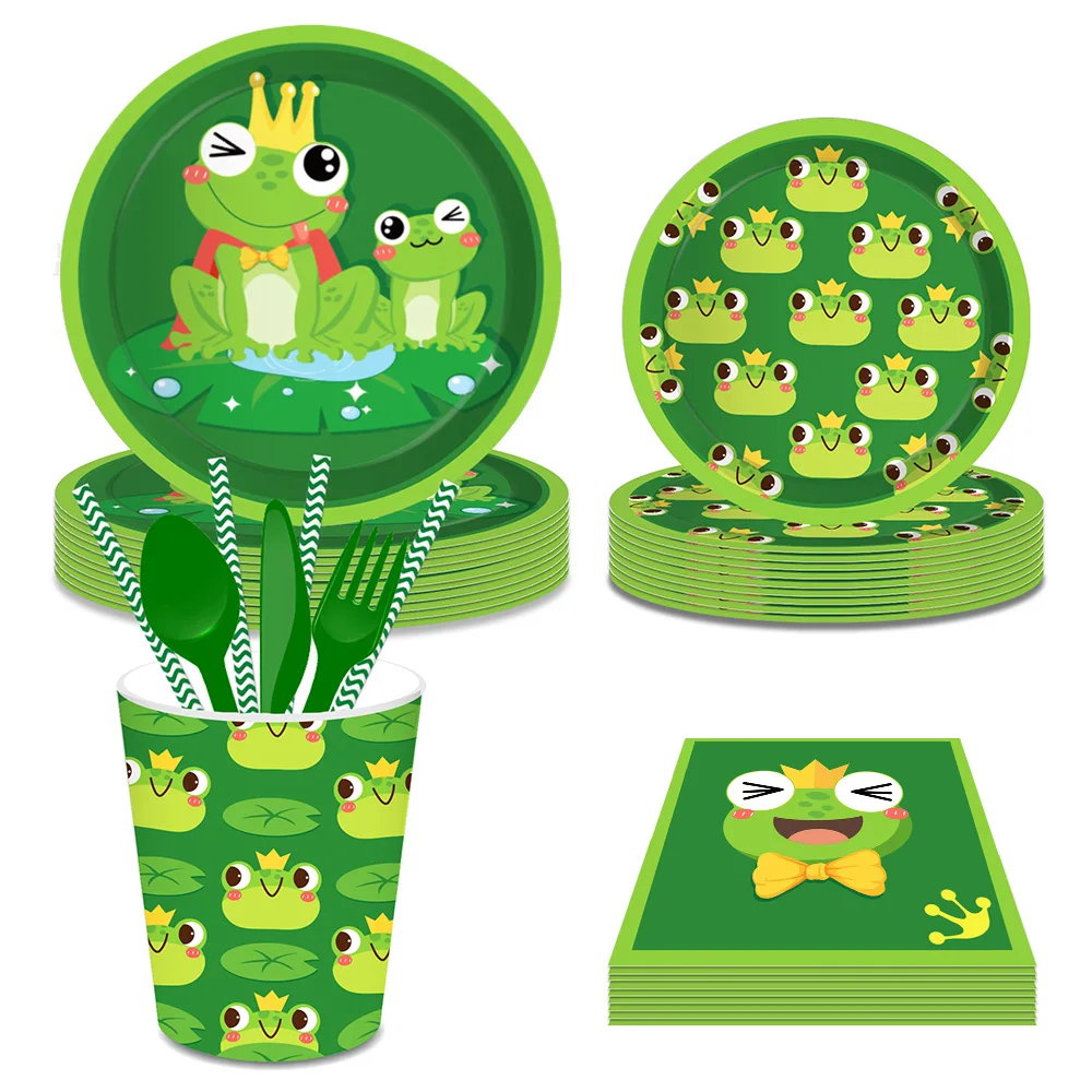 Sommer Frosch Party Dekorationen Einweg Geschirr Set Frosch Folie Luftballons Baby Dusche Kinder Tier Themed Party Liefert