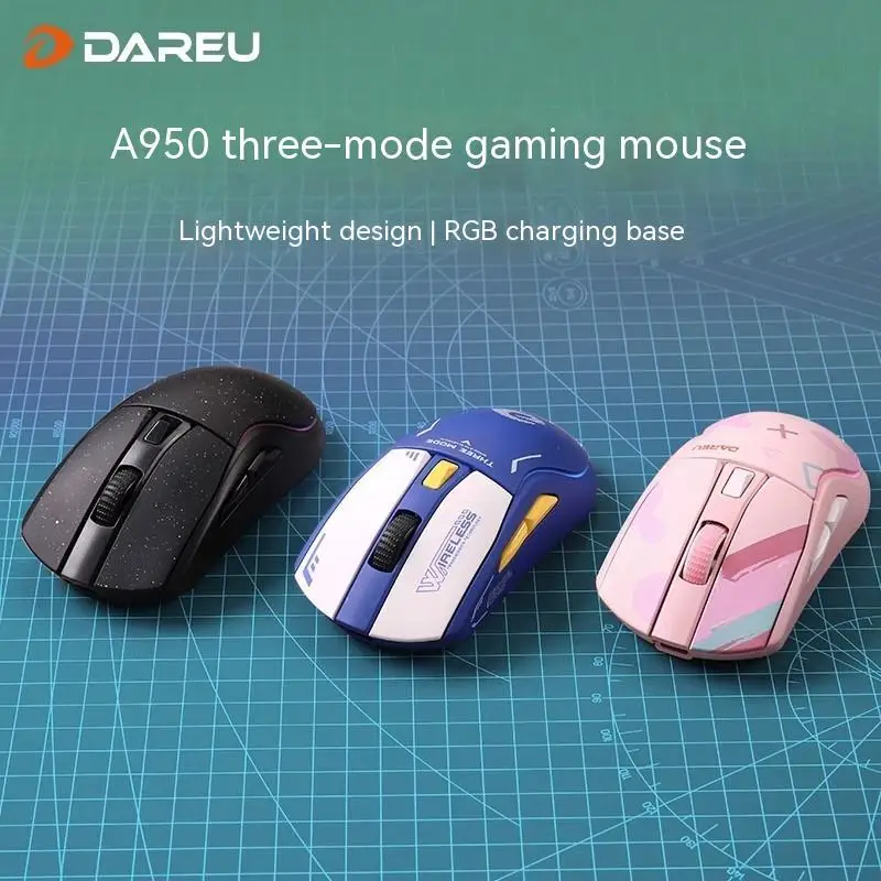 Dareu A950 Game Mouse Bluetooth Wireless 2.4g Wired Mechanical Mouse Esports Game With Charging Dock Computer Office Accessories