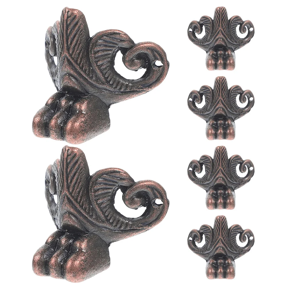 

6Pcs Vintage Decorative Wood Box Feet Metal Legs Jewelry Case Furniture Legs Retro Corner Protector Sturdy Support
