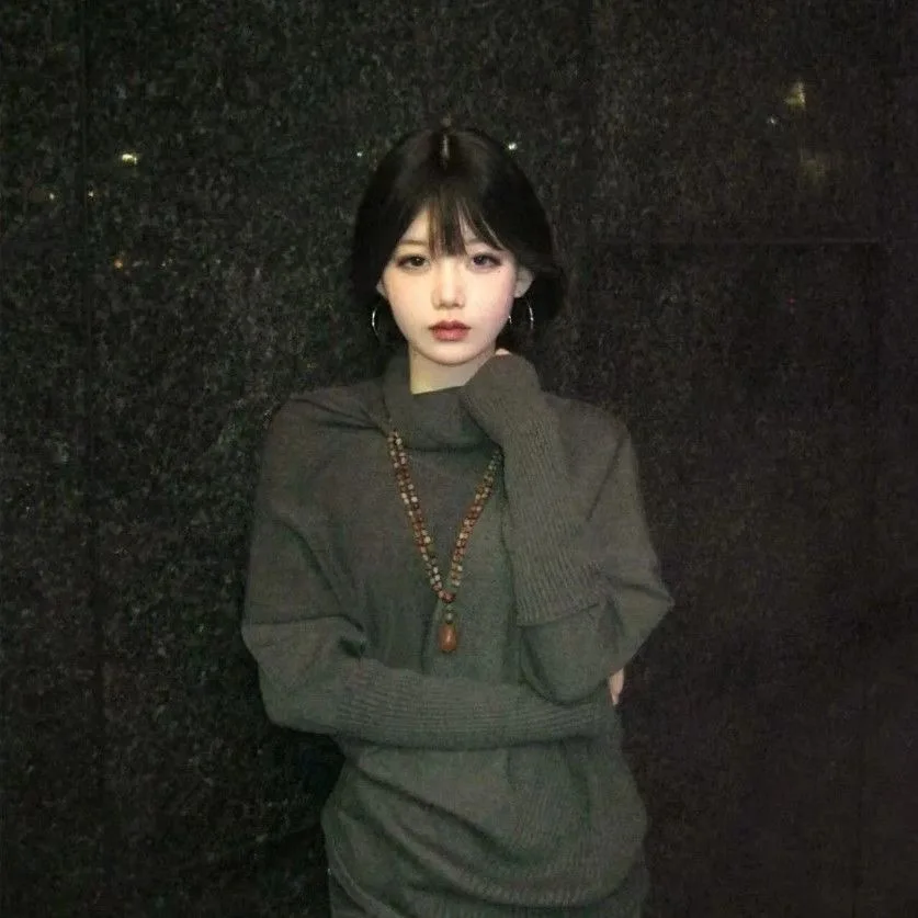 Y2k Korean Fashion Slim Batwing Sleeve Autumn Sweaters 2000s Pure Color Subculture Casual Long Sleeve Pullovers Sweaters Chic
