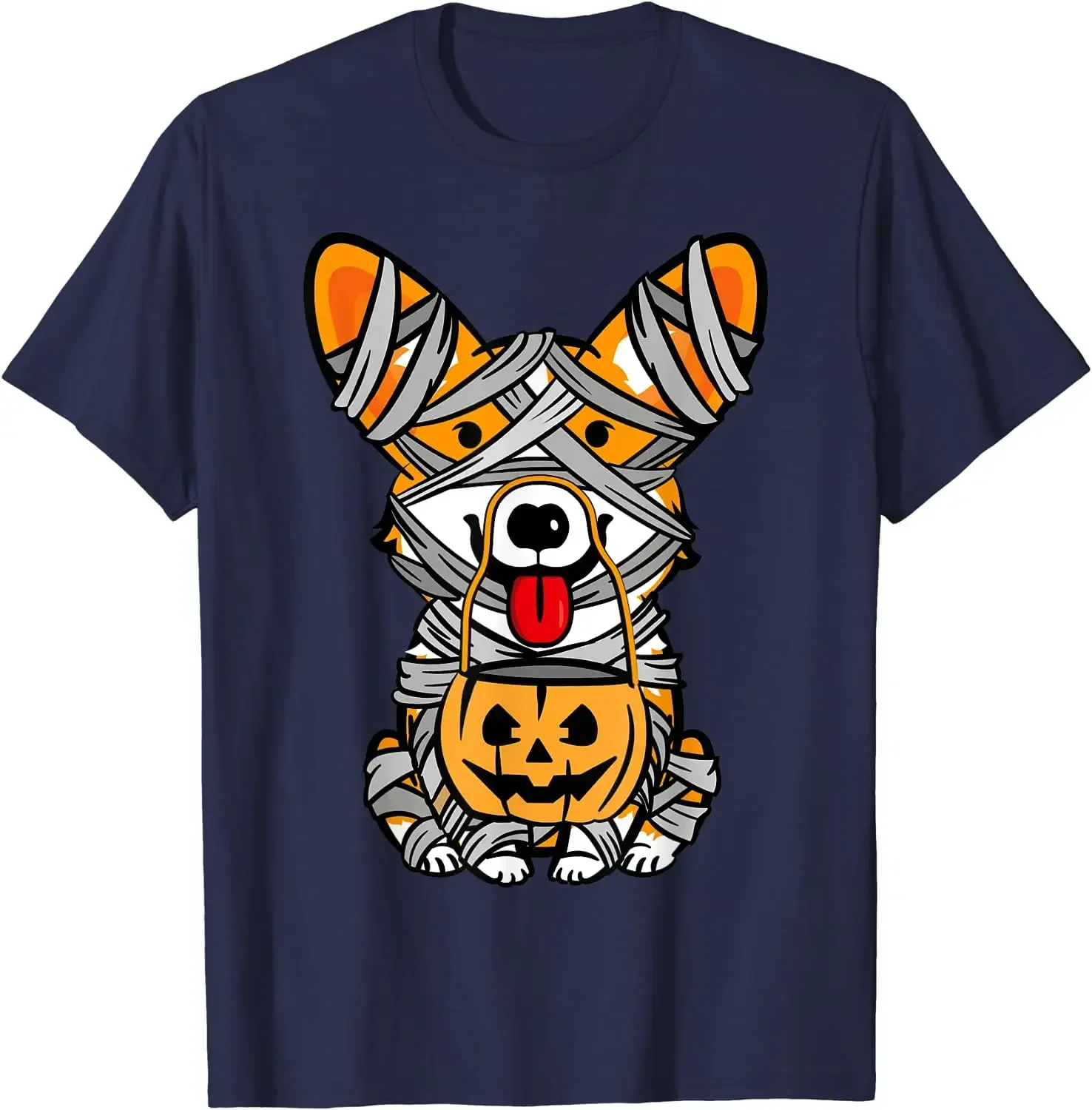 Men Clothing Casual Daily Four Seasons Mens T Shirts Cute Halloween Costume Welsh Corgi Mummy Dog Lover Design T-Shirt