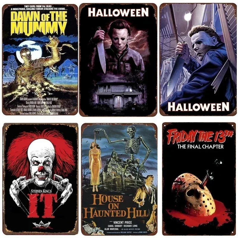 

Retro Halloween Metal Sign - Bring the horror vibe with this metal sign. Perfect for man cave, club, home. Shabby iron painting