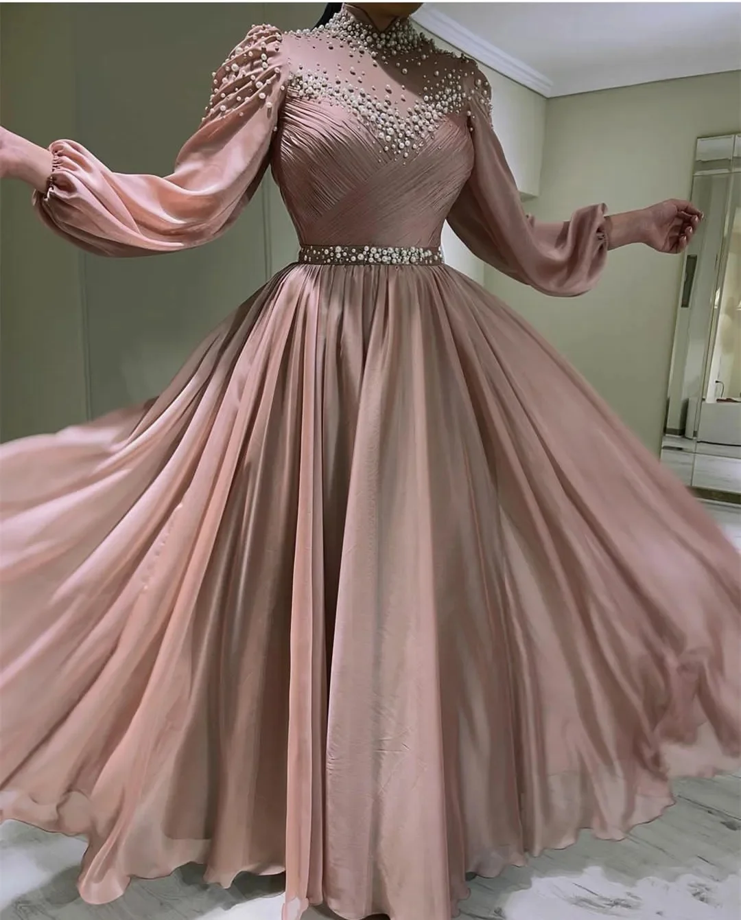 Robe Longue Élégante en Satin Perlé, Ligne A, Lingette en Tulle, Tenue de Soirée Formelle, de Bal, Personnalisée