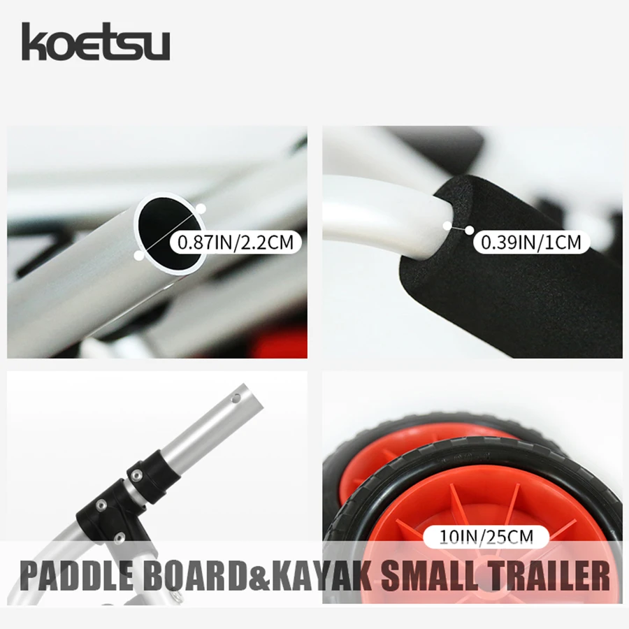 KOETSU-SUP Paddle Kayak Trolley Canoa kayak aAssault Boat Drifting Boat, aleación de aluminio, Tailer móvil