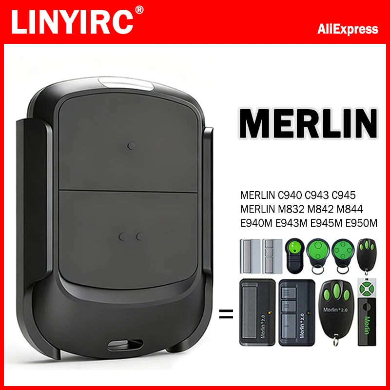 Work With MERLIN M832 M842 M844 E950M E945M E943M E940M C945 C943 C940 Garage Door Remote Control 433.92MHz Garage Door Opener