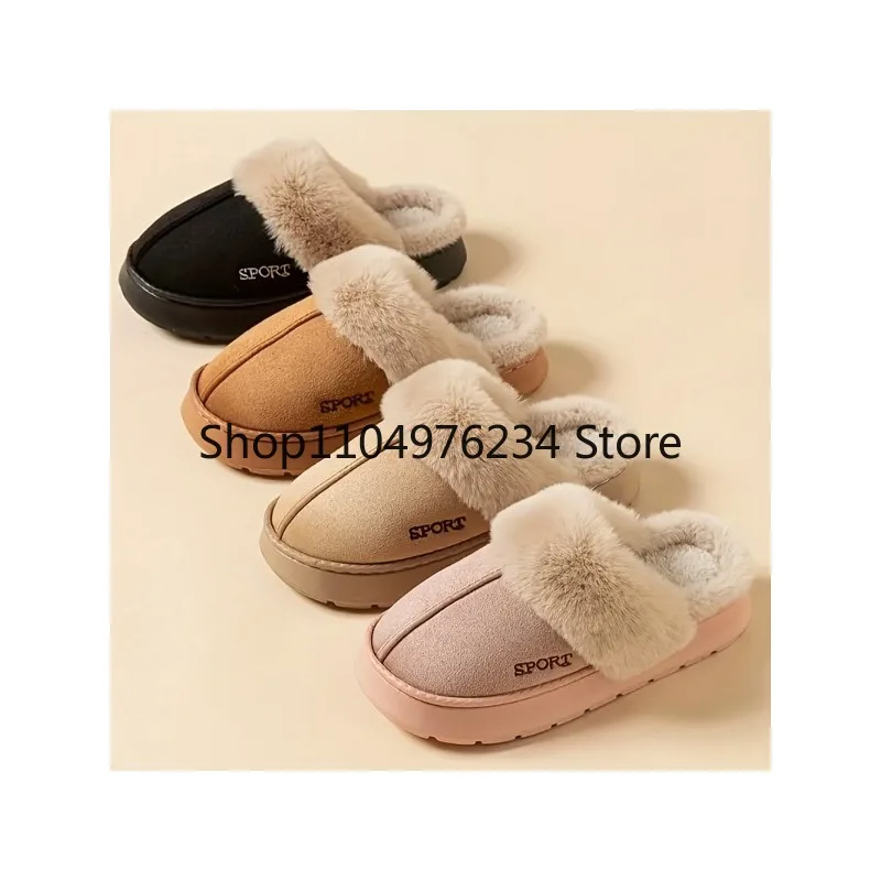 شبشب منزل نسائي شتوي مبطن بالقطيفة للاستخدام الداخلي والخارجي مع تصميم مريح للزوجين للنساء والرجال