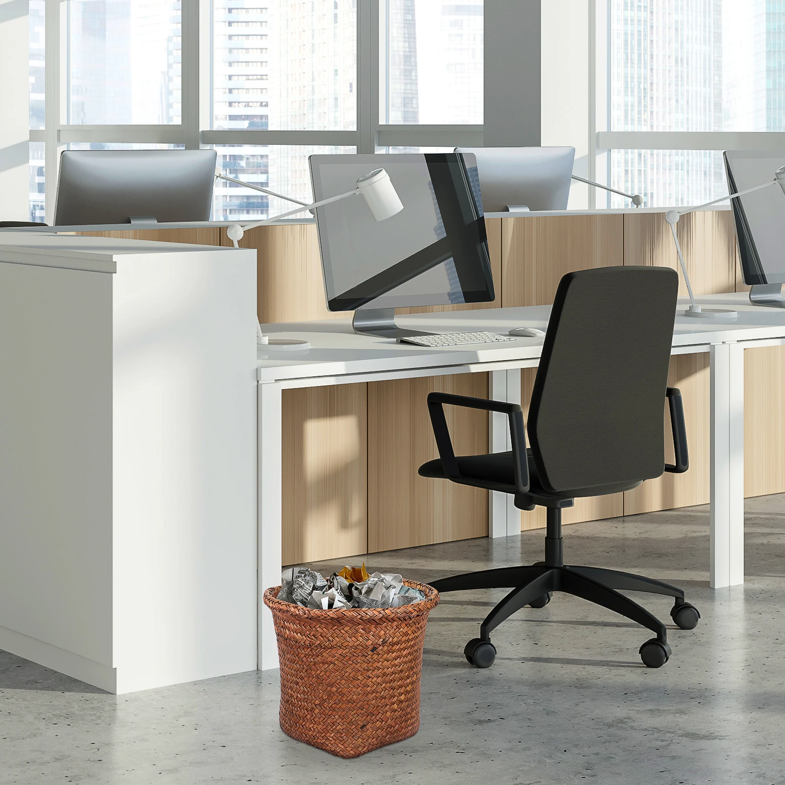 

Storage Basket Office Garbage Can Bathroom Trash Bins Laundry Cattail Grass Household Woven Waste Large