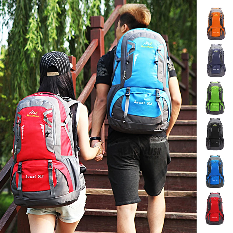 

60L Outdoor Mountaineering Bag, Large Capacity Functional Rainproof Polyester, Travel Camping Hiking Sports Backpack，B421