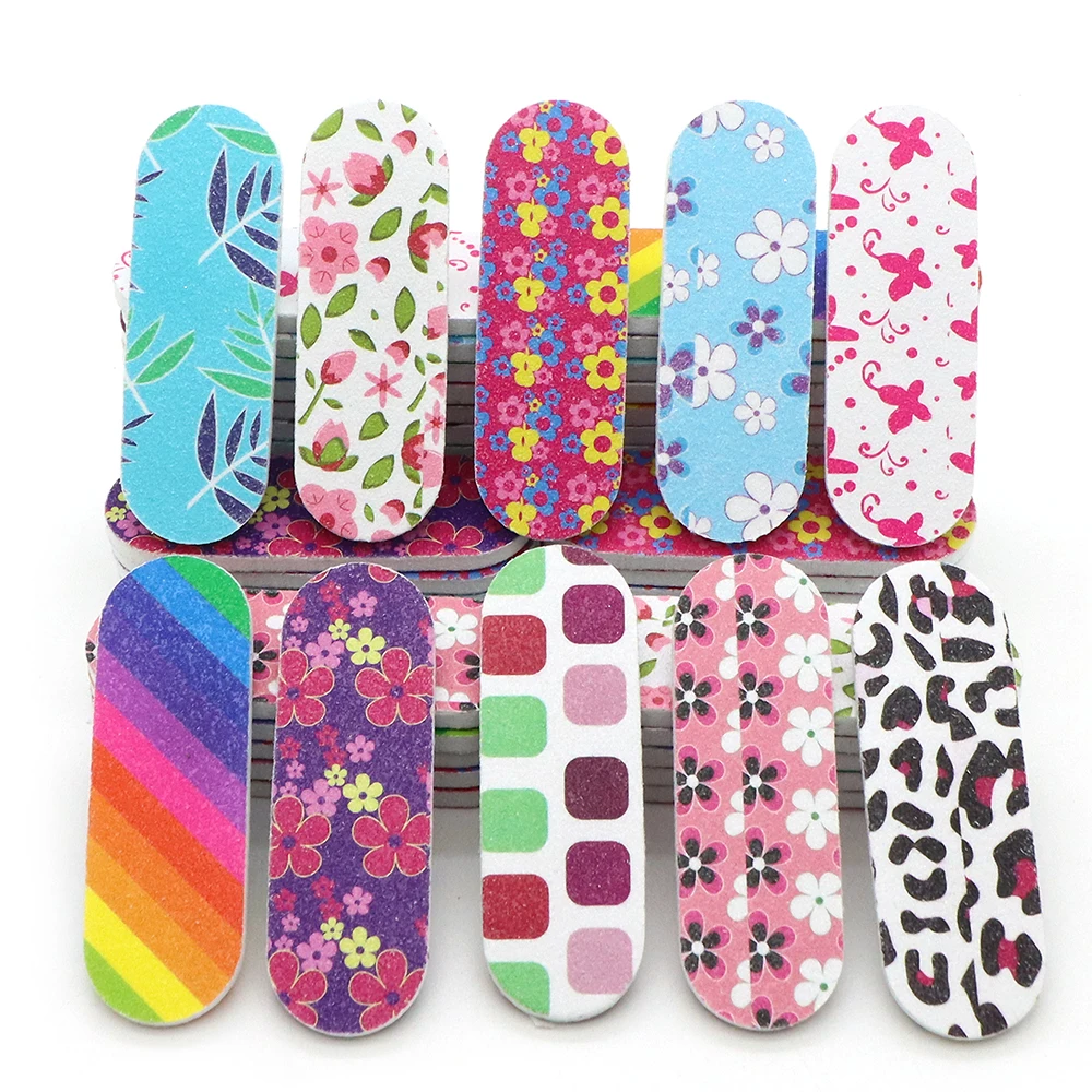 20/50 Piezas de Limas de Uñas Profesionales para Manicura y Pedicura, Suavizan y Moldean las Uñas, Lima de Uñas de Papel Recubierto con Diseño Floral