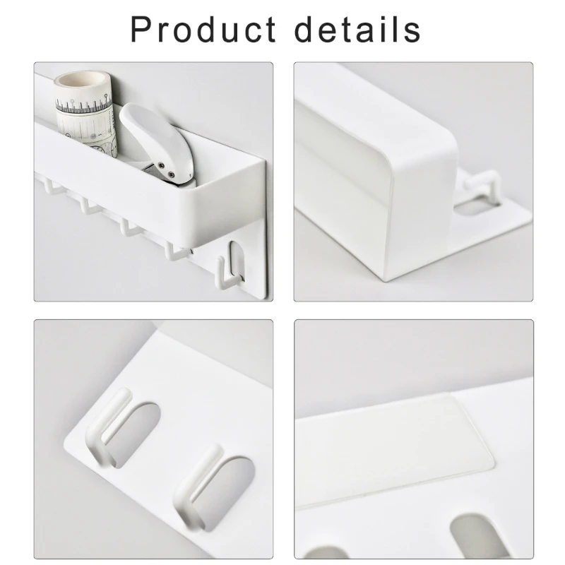 Durable Plastic Storage Rack with Hook Efficient Wall Mounted Organizers Rack Space Saving Hanging Storage Holder M68E