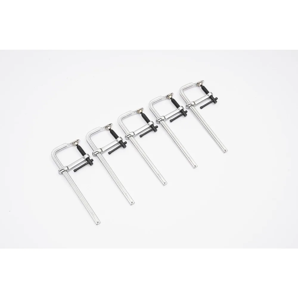 

Зажим F-образной формы из легированной стали с давлением сжатия 500 фунтов, прочный ручной инструмент, 5 предметов, глубина зажима 80 мм, серебристый